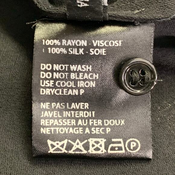 Size M Black Blue Viscose Silk Nehru Collar Hidden Buttons Shirt - Picture 5 of 5